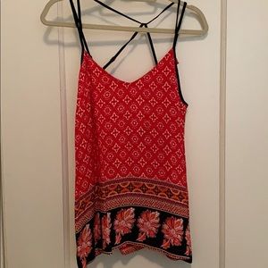 Mini Pink red print top low back